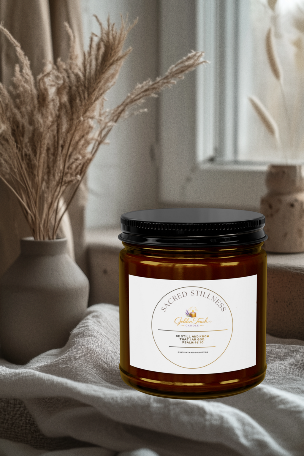 Sacred Stillness Scented Soy Candles with Black Lid, (4 and 9oz)