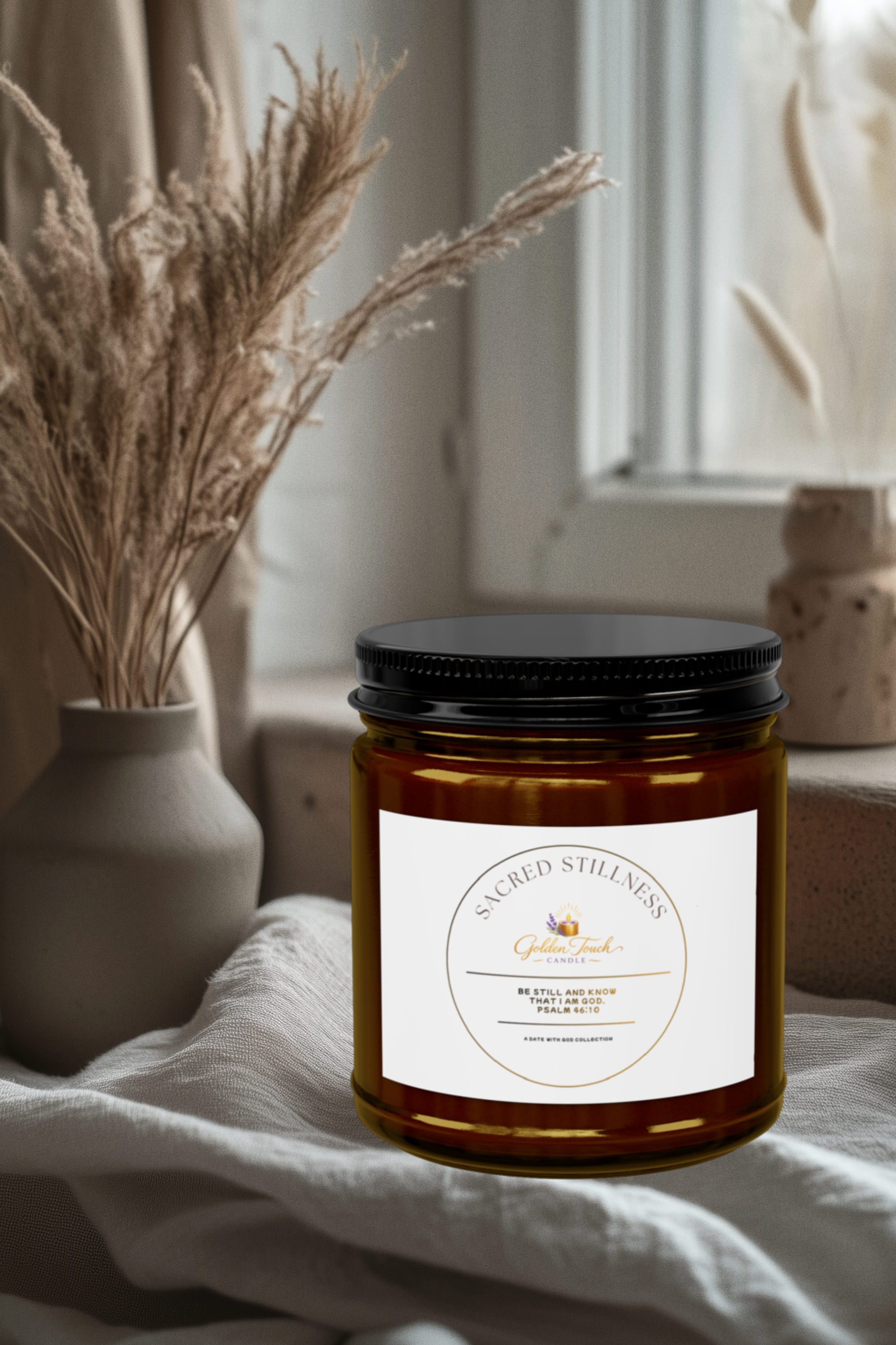 Sacred Stillness Scented Soy Candles with Black Lid, (4 and 9oz)