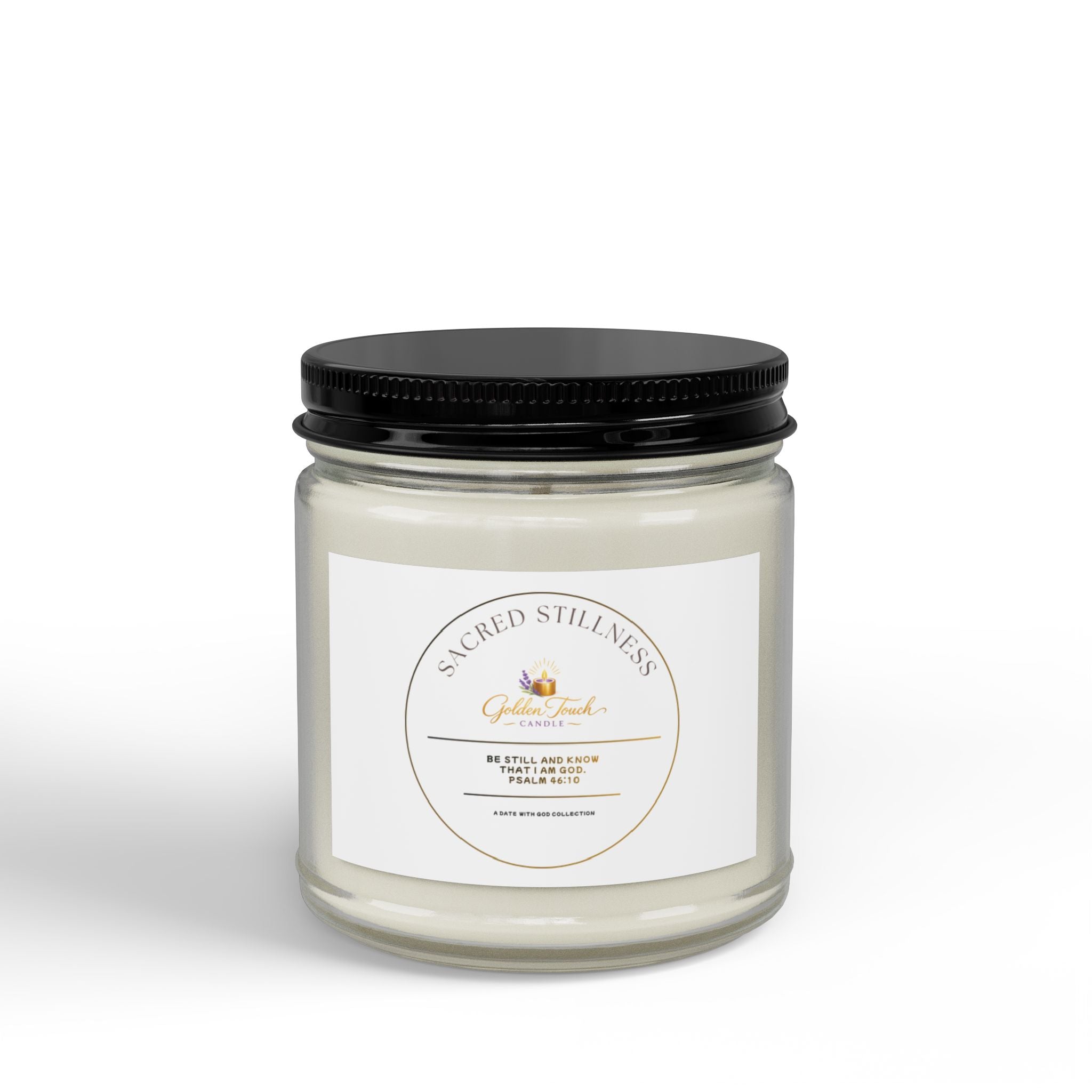 Sacred Stillness Scented Soy Candles with Black Lid, (4 and 9oz)