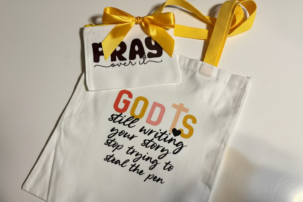 “Faith & Sunshine Tote – Tote Bag with Purse & Inspirational Quote”